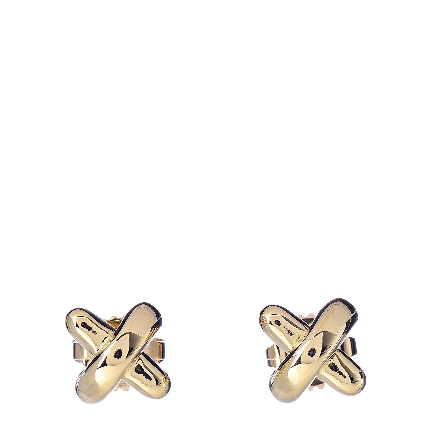 18K Yellow Gold 7.5mm Cross Stitch Earrings