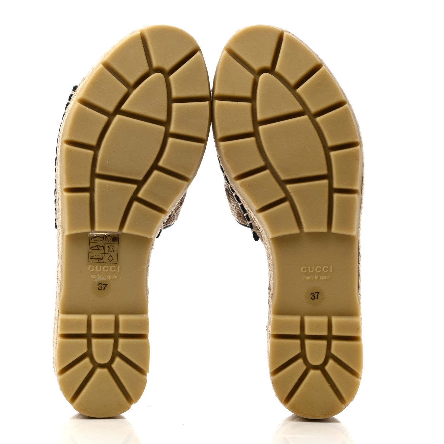 Gucci Monogram Matelasse Diagonal GG Marmont Platform Espadrille Slide Sandals 38 Beige Ebony Black 5 of 8