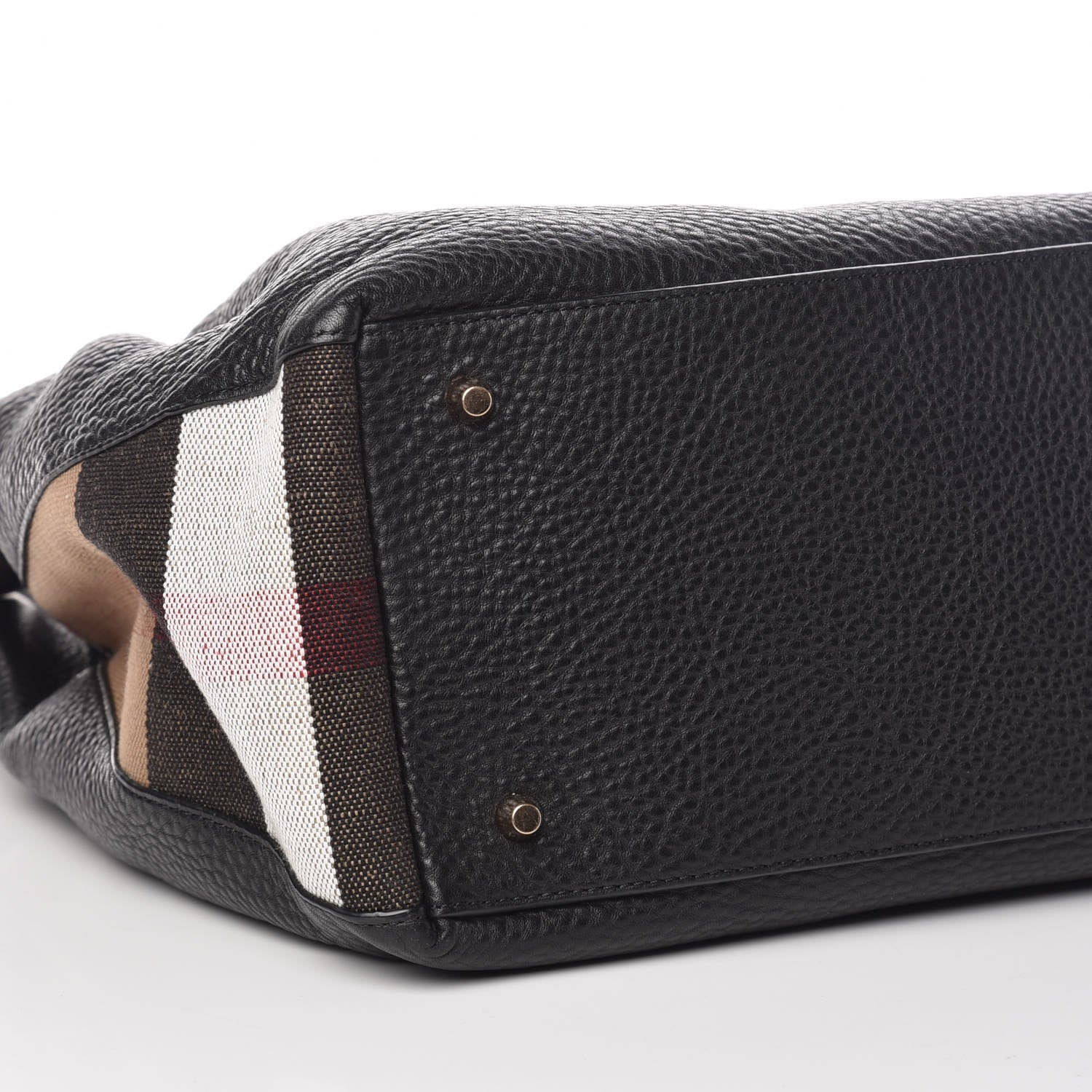 Burberry Grainy Calfskin House Check Medium Maidstone Black 8 of 9
