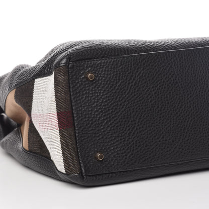 Burberry Grainy Calfskin House Check Medium Maidstone Black 8 of 9