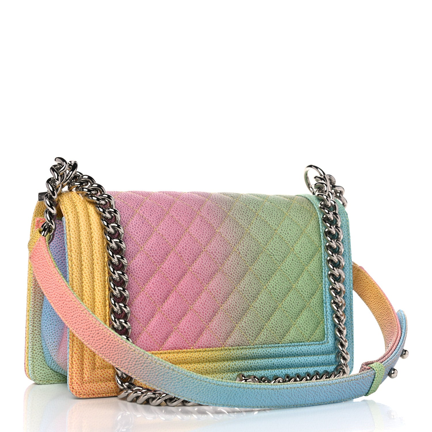 Chanel Caviar Quilted Medium Cuba Rainbow Boy Flap Multicolor 3 of 10