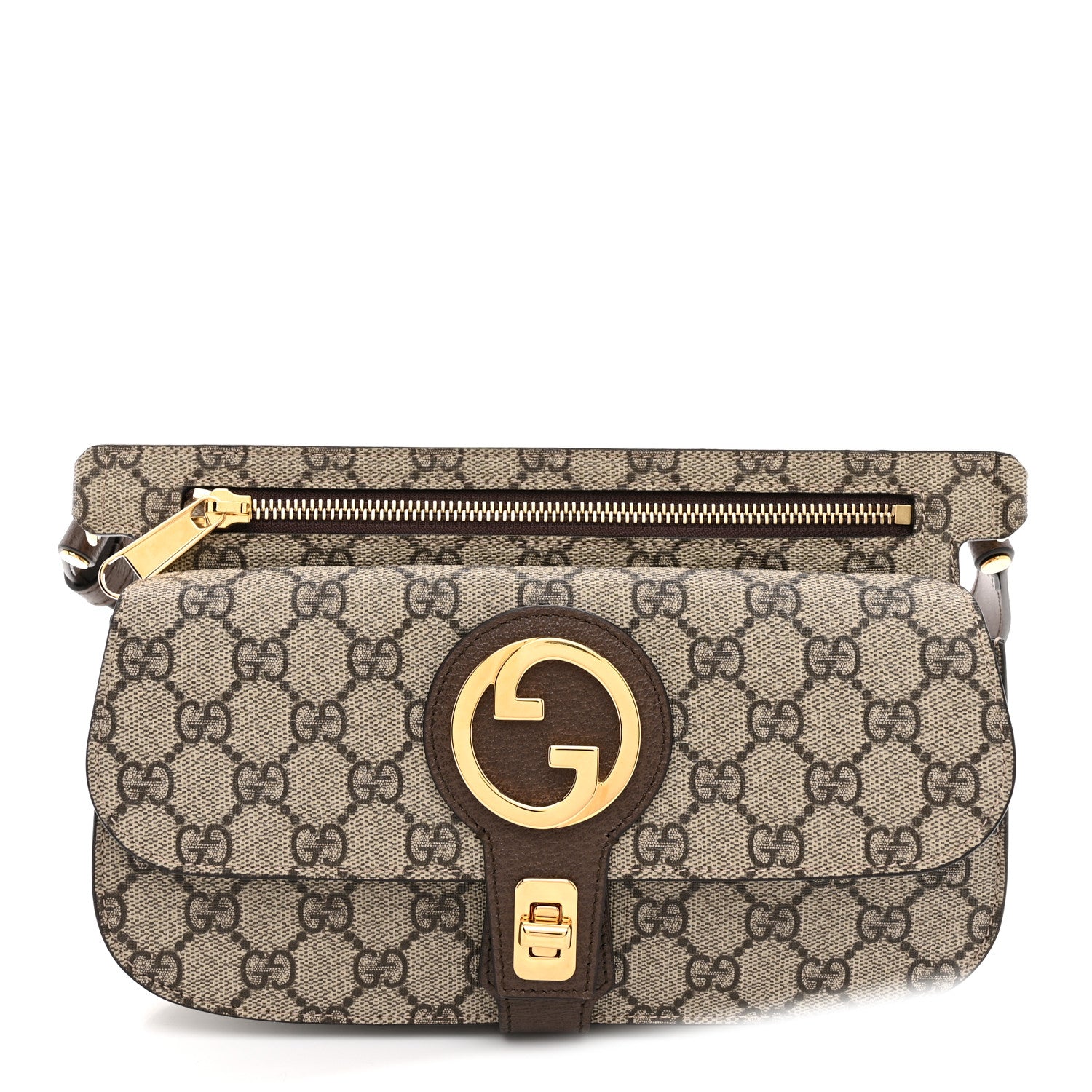 Gucci GG Supreme Monogram Textured Dollar Calfskin Blondie Belt Bag Beige Ebony New Acero 1 of 10