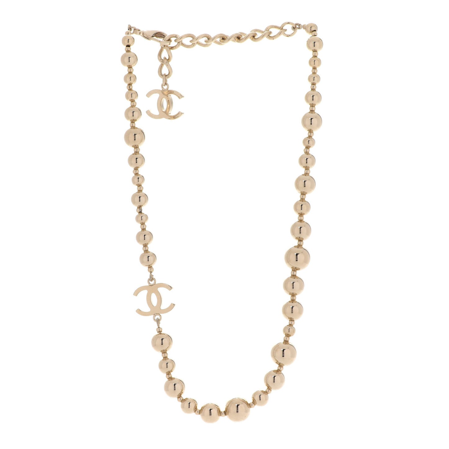 Metal Bead CC Necklace Gold