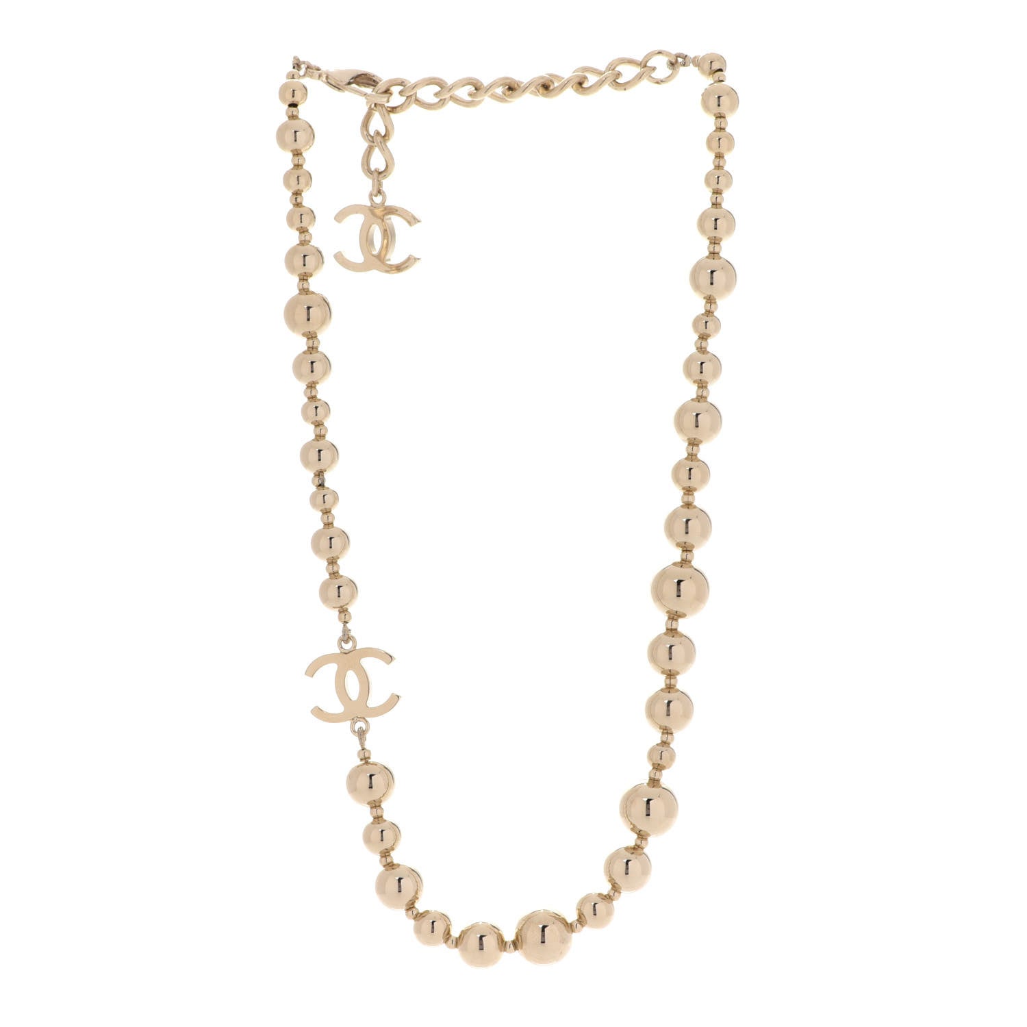 Chanel Metal Bead CC Necklace Gold 3 of 6