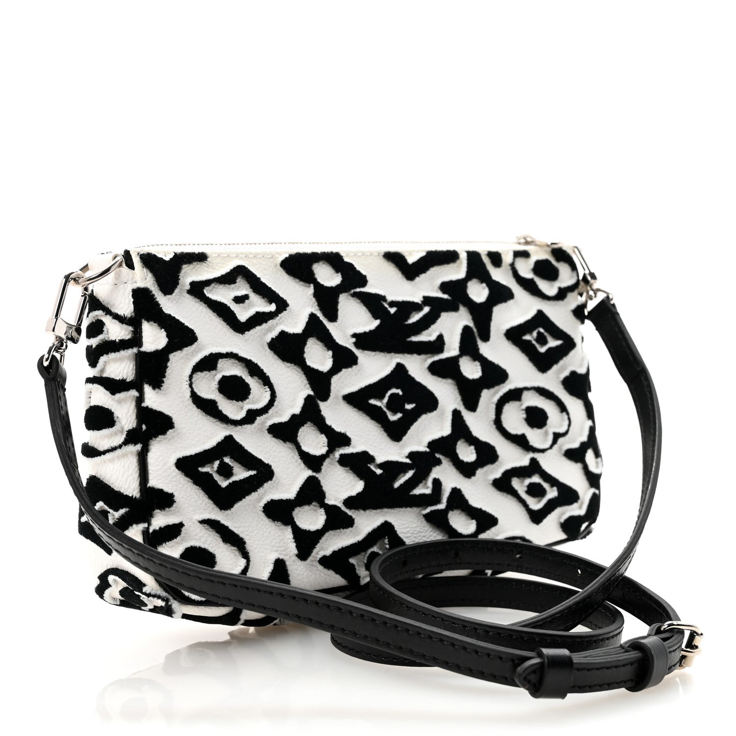 X UF Tufted Monogram Pochette Accessories White Black