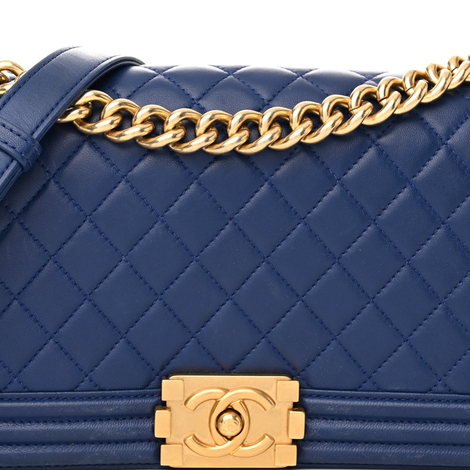 Chanel Lambskin Quilted Medium Boy Flap Blue 8 of 16