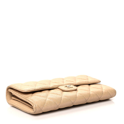 Chanel Iridescent Caviar Quilted Long Flap Wallet Beige 3 of 15