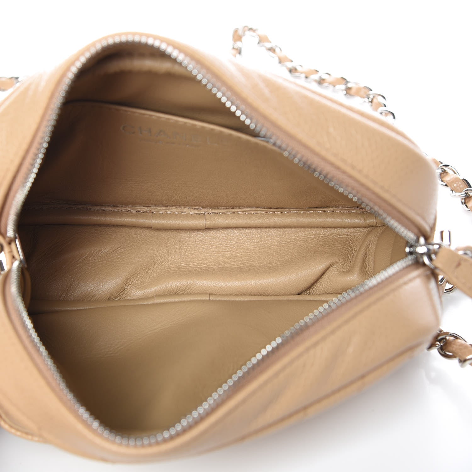 Chanel Caviar Chevron Quilted Camera Case Beige 5 of 10