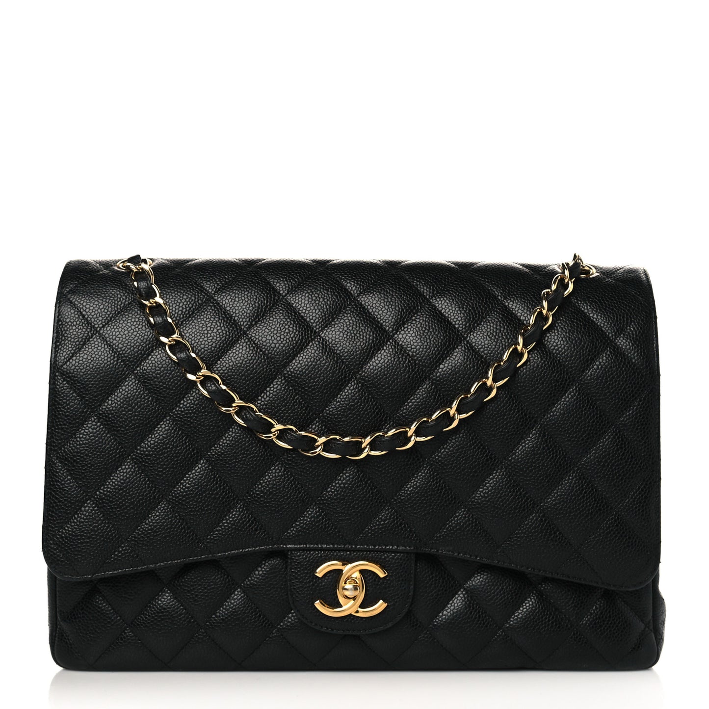 Caviar Quilted Maxi Double Flap Black