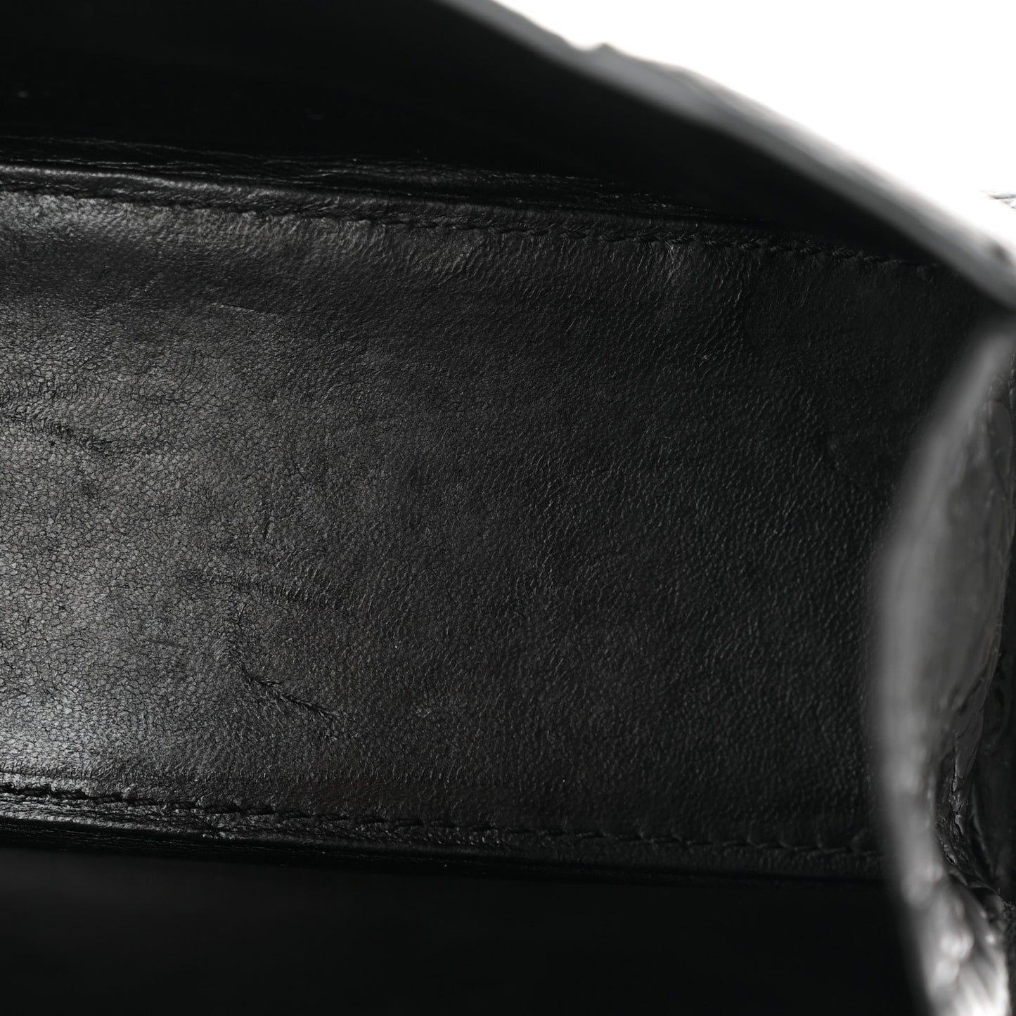 Shiny Calfskin Monochrome Crocodile Embossed Hourglass Top Handle Bag XS Black