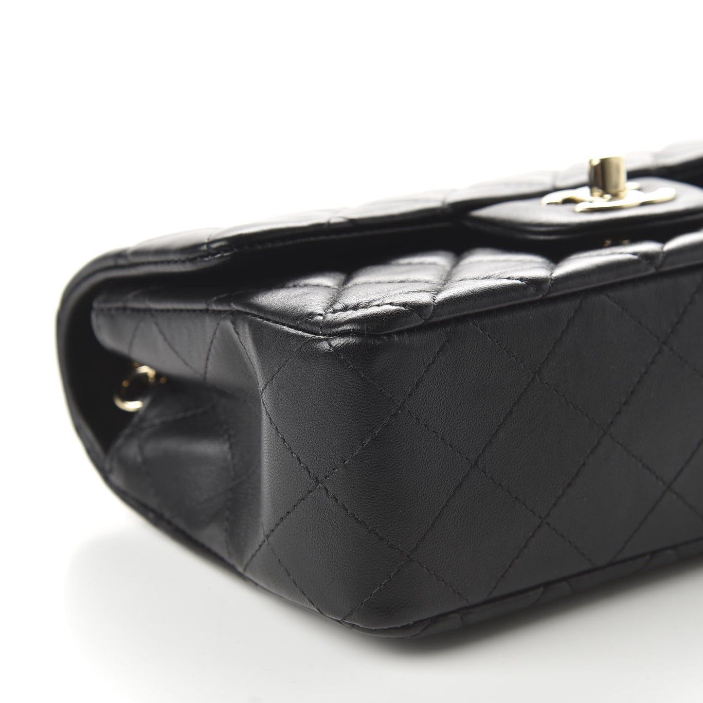 Lambskin Quilted Mini Rectangular Flap Black