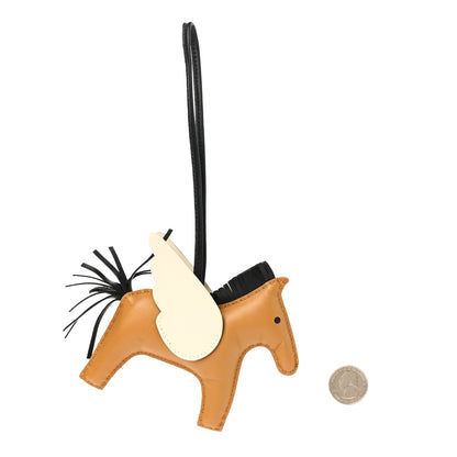 Hermes Milo Lambskin Grigri Rodeo Pegase Horse Bag Charm MM Sesame Black Nata 2 of 5