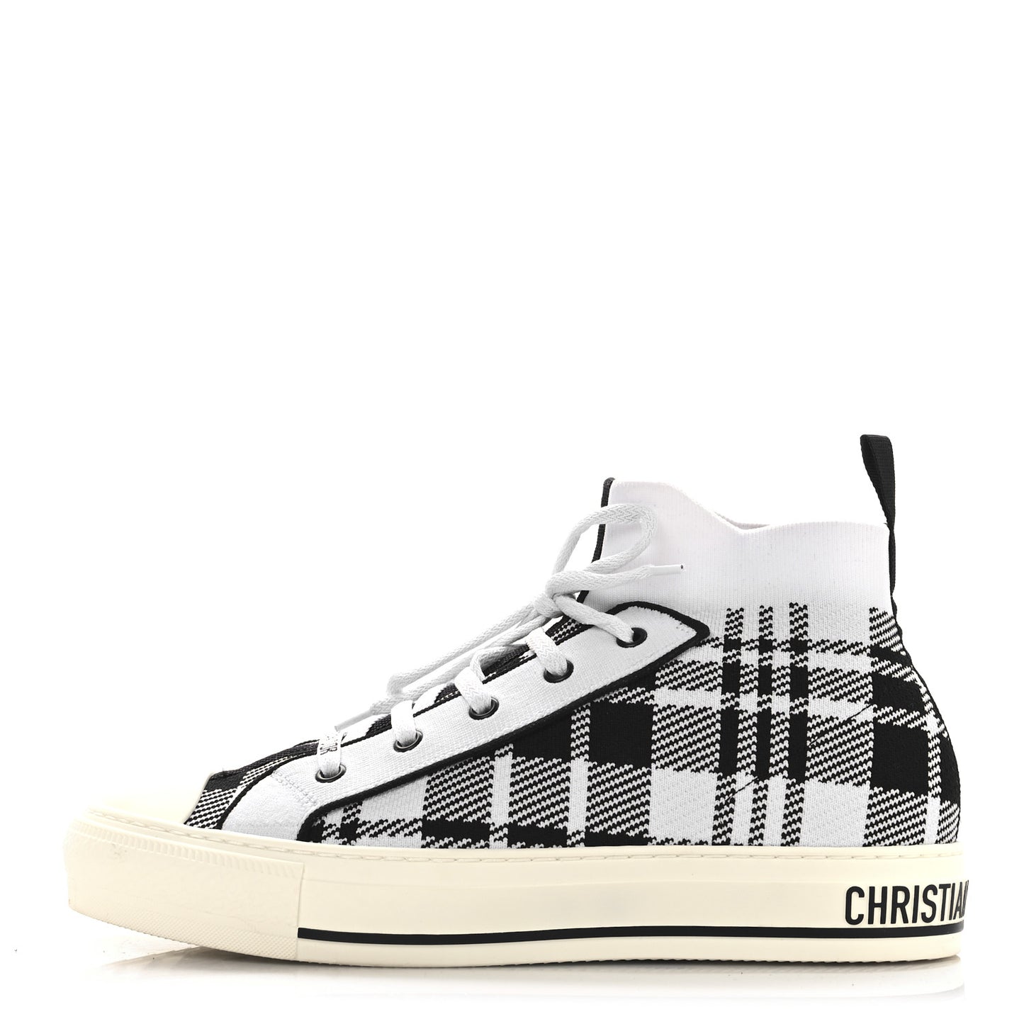 Technical Knit Check'N'Dior Walk'N'Dior High Top Sneakers 40 White Black