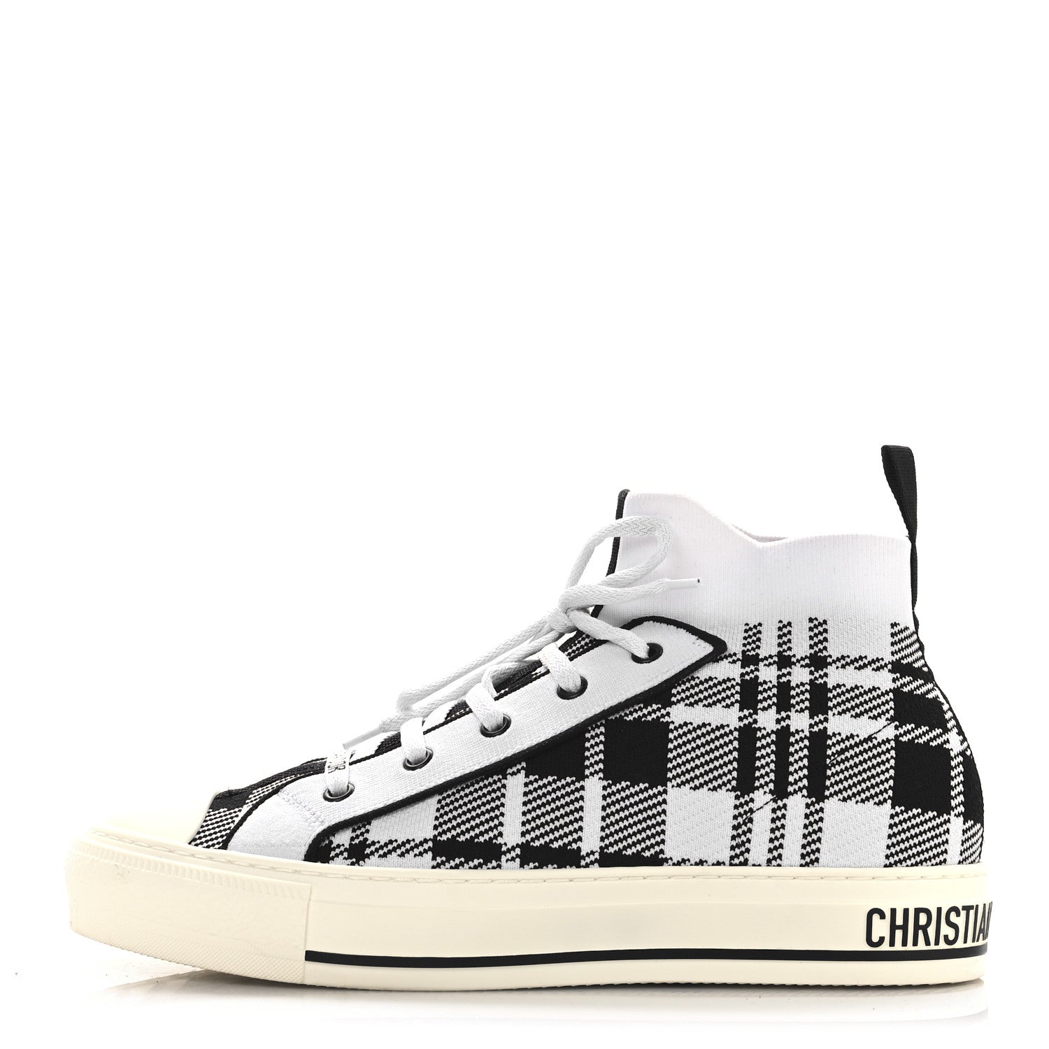 Christian Dior Technical Knit Check'N'Dior Walk'N'Dior High Top Sneakers 40 White Black 1 of 9
