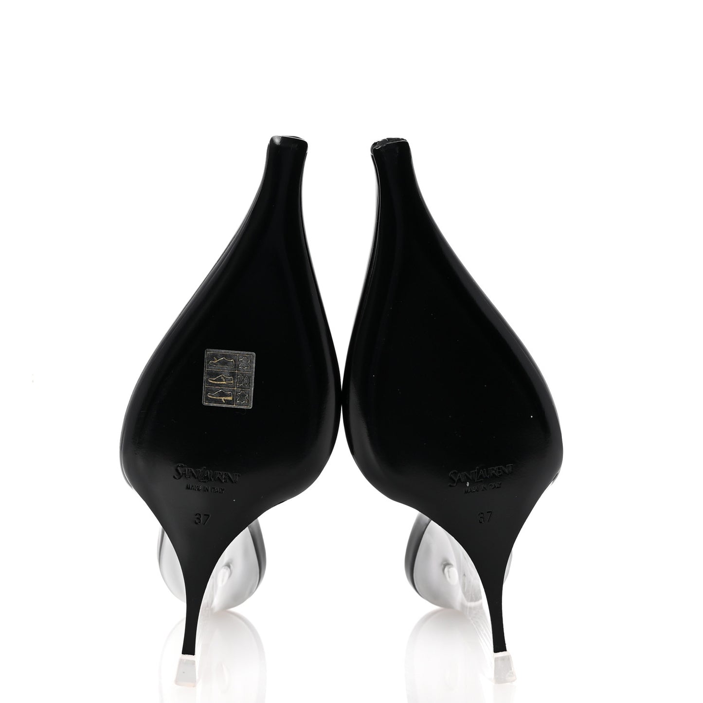 Patent Calfskin PVC Miller 110 Slingback Pumps 37.5 Black