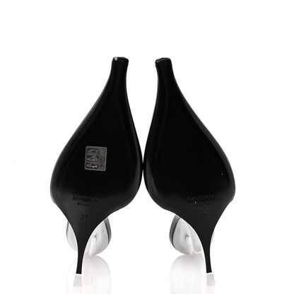 Saint Laurent Patent Calfskin PVC Miller 110 Slingback Pumps 37.5 Black 6 of 9