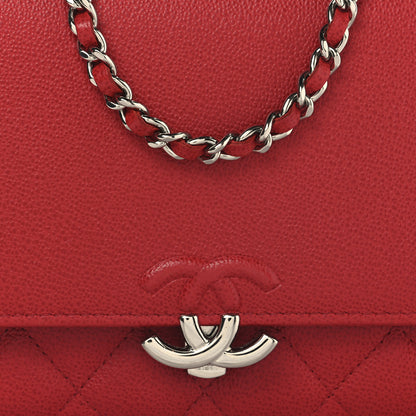 Chanel Grained Calfskin Quilted CC Box Wallet On Chain WOC Red 9 of 14