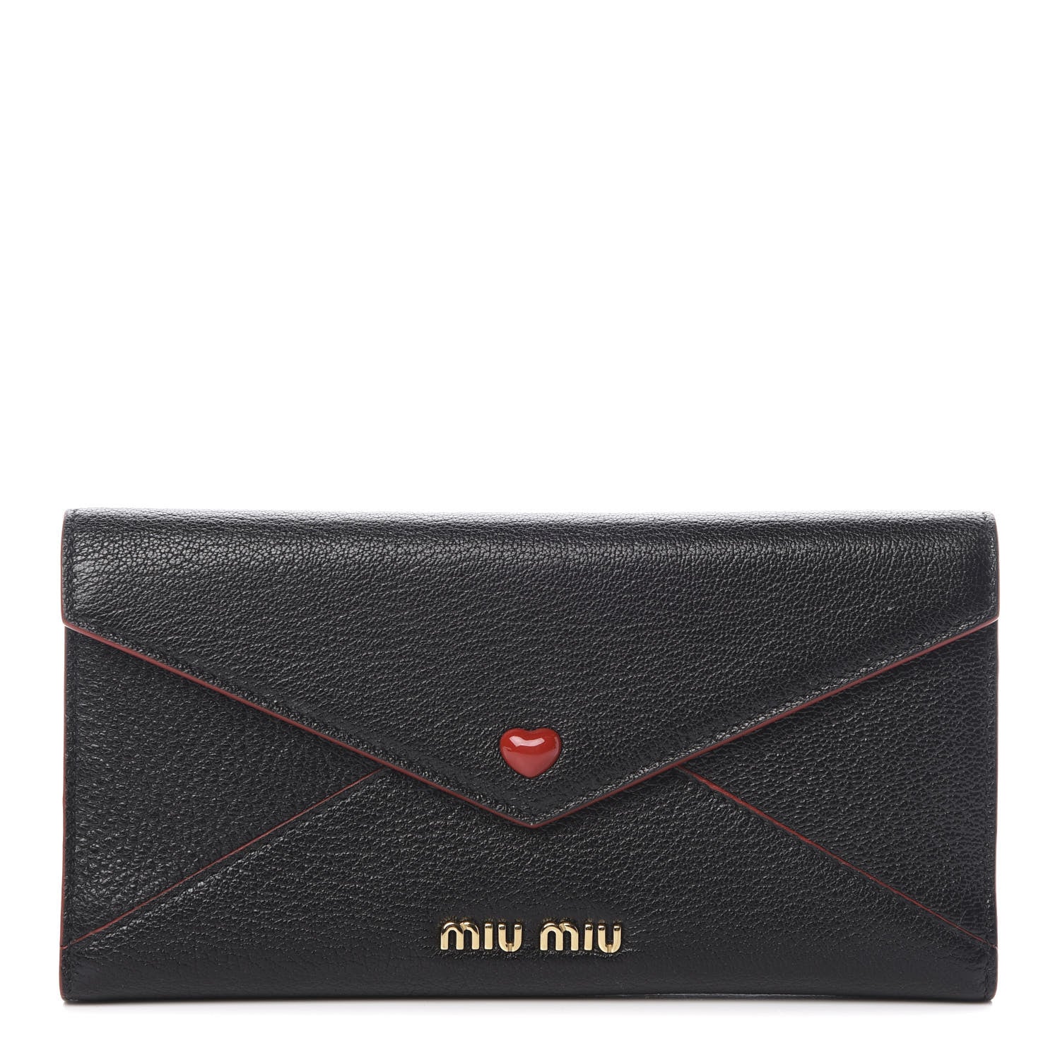 Miu Miu Goatskin Madras Love Envelope Wallet Black 1 of 9