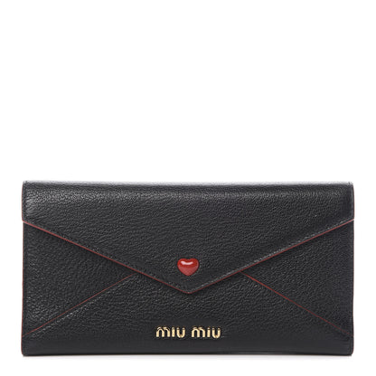 Miu Miu Goatskin Madras Love Envelope Wallet Black 1 of 9