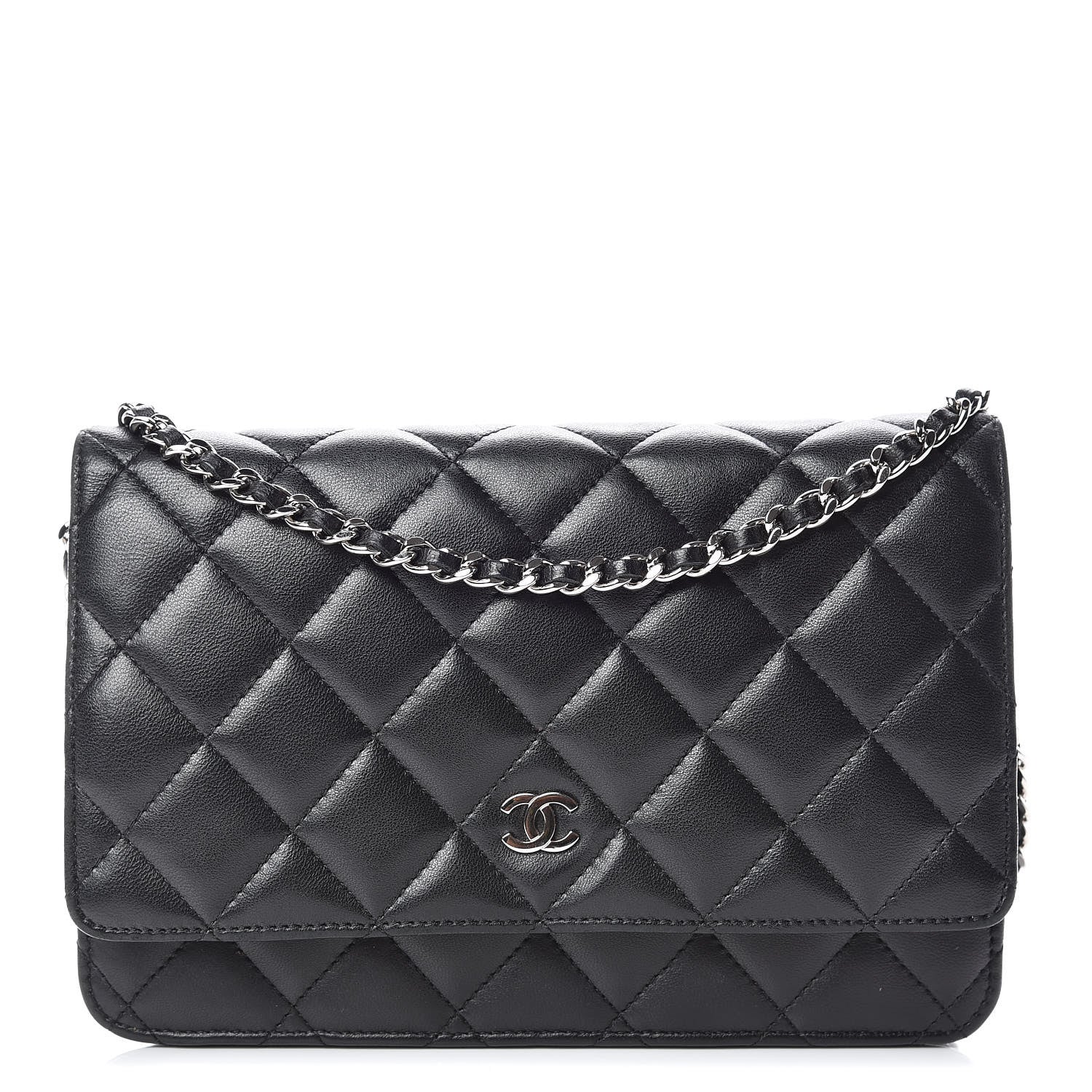 Chanel Lambskin Quilted Wallet On Chain WOC Black 1 of 18