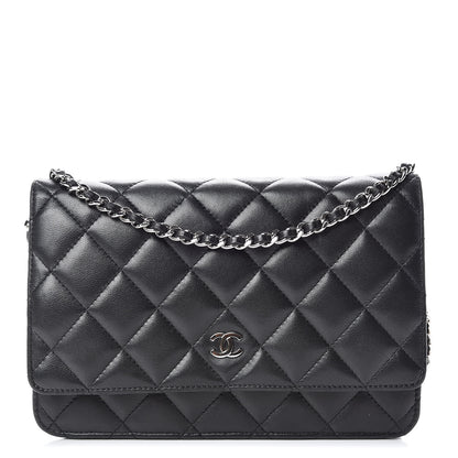 Chanel Lambskin Quilted Wallet On Chain WOC Black 1 of 18