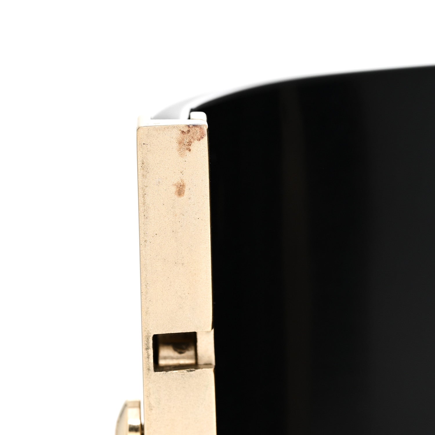 Chanel Resin Crystal CC Cuff Black Gold 6 of 6