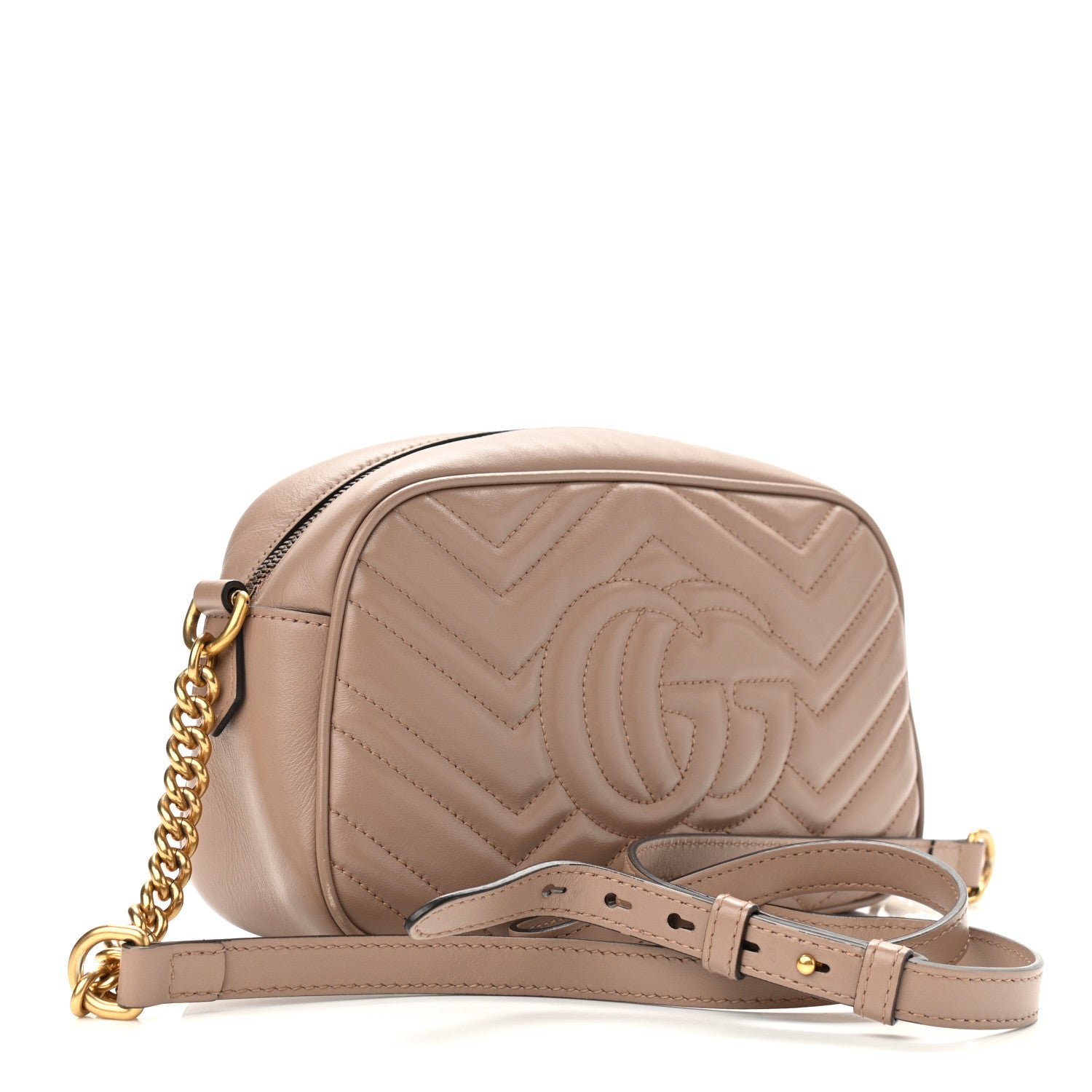 Gucci Calfskin Matelasse Small GG Marmont Chain Shoulder Bag Porcelain Rose 3 of 10