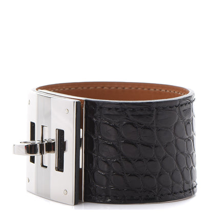Hermes Matte Alligator Kelly Dog Cuff Black 1 of 7