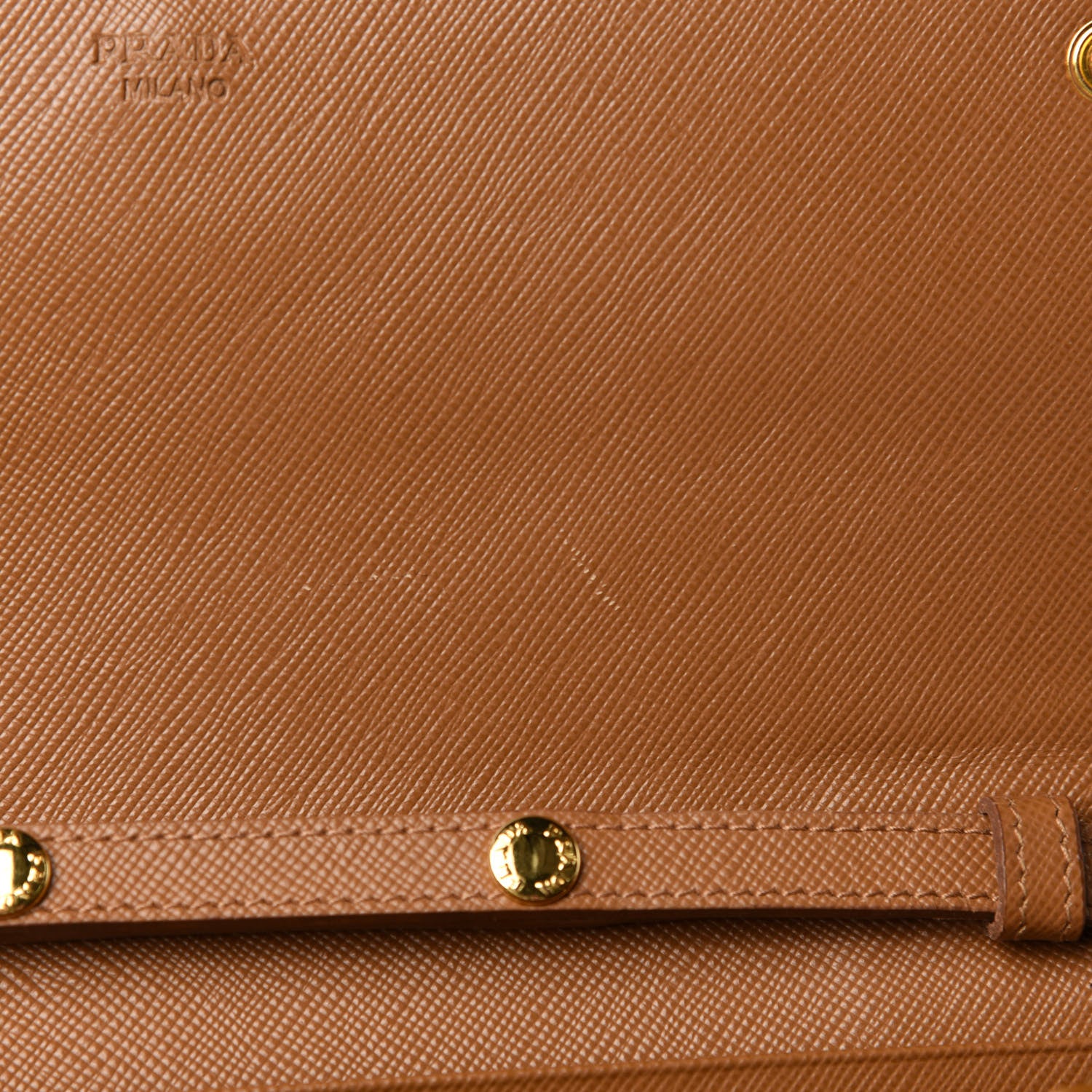 Prada Saffiano Metal Oro Chain Wallet Caramel 7 of 8