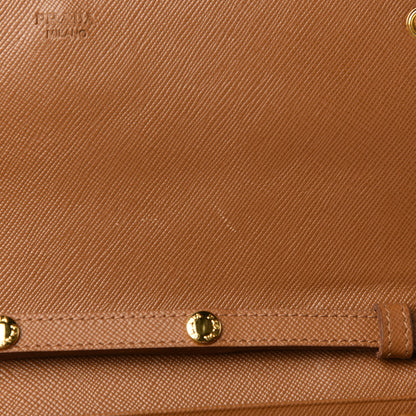 Prada Saffiano Metal Oro Chain Wallet Caramel 7 of 8