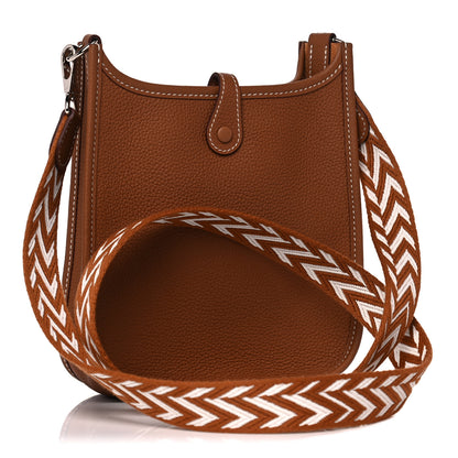 Hermes Taurillon Clemence Allegro Evelyne TPM Gold Cornaline White 3 of 10