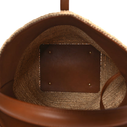 Saint Laurent Raffia Vegetable Tanned Calfskin Le 37 Bucket Bag Natural Brick 6 of 9