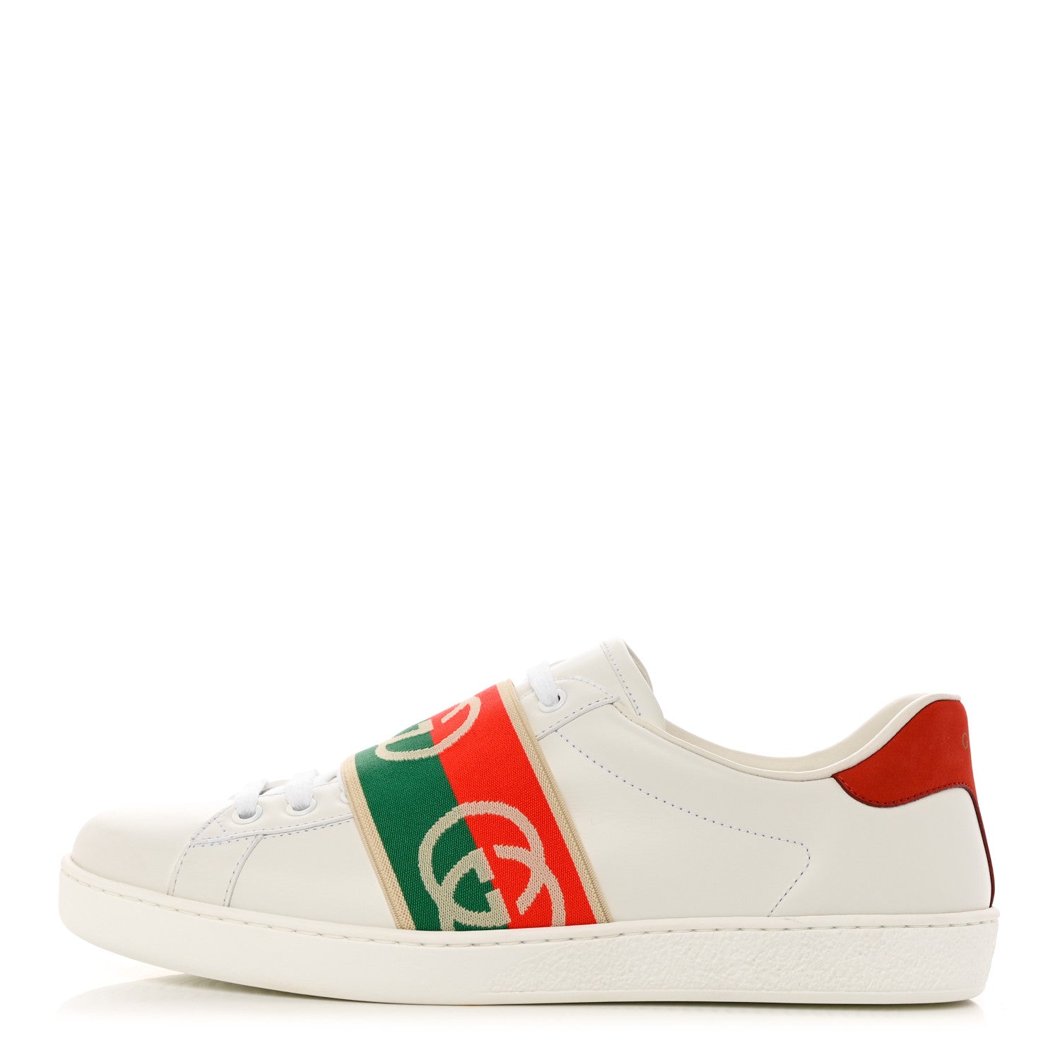 Gucci Calfskin Web Interlocking G Mens Ace Sneakers 8.5 White 1 of 9