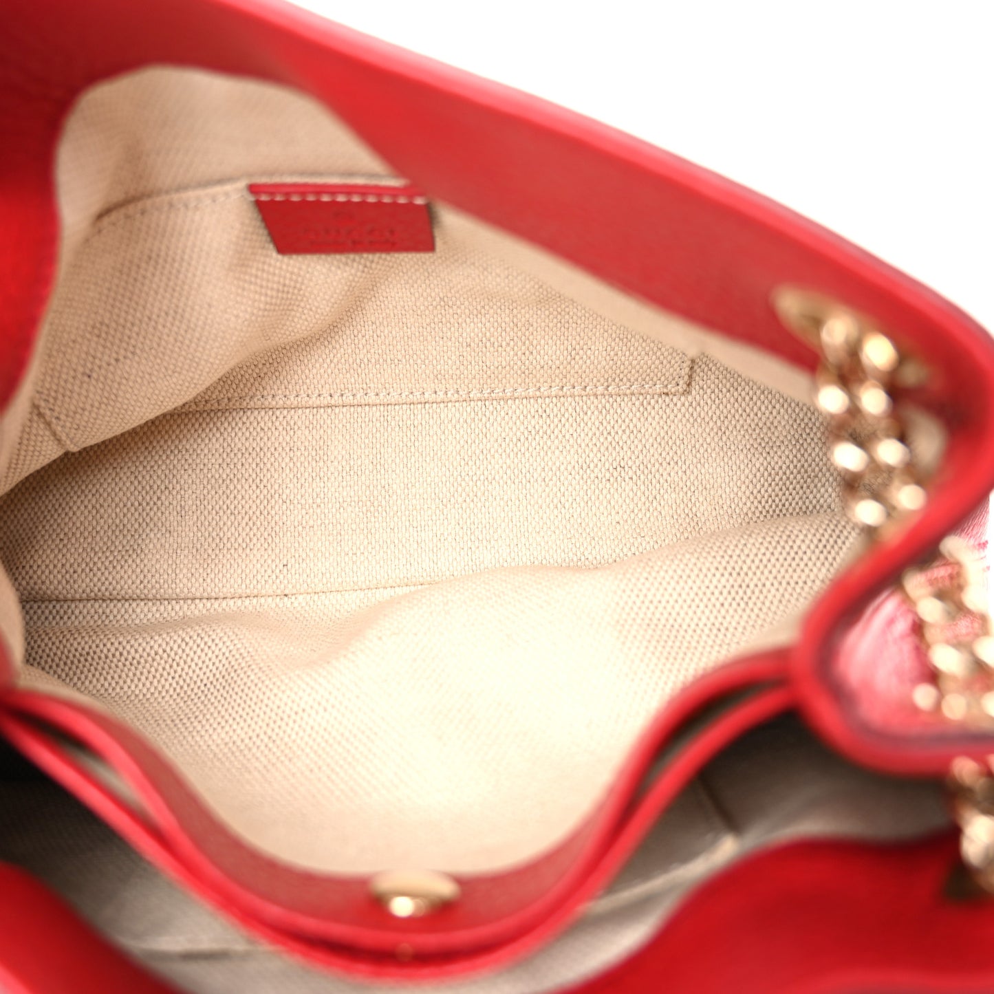 Pebbled Calfskin Small Soho Chain Shoulder Bag Tabasco Red
