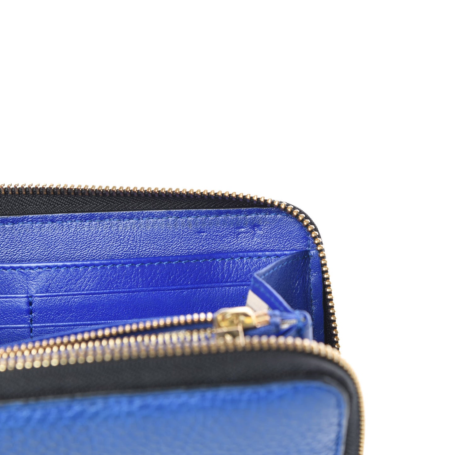 Calfskin Ziggy Zip Around Wallet Brilliant Blue