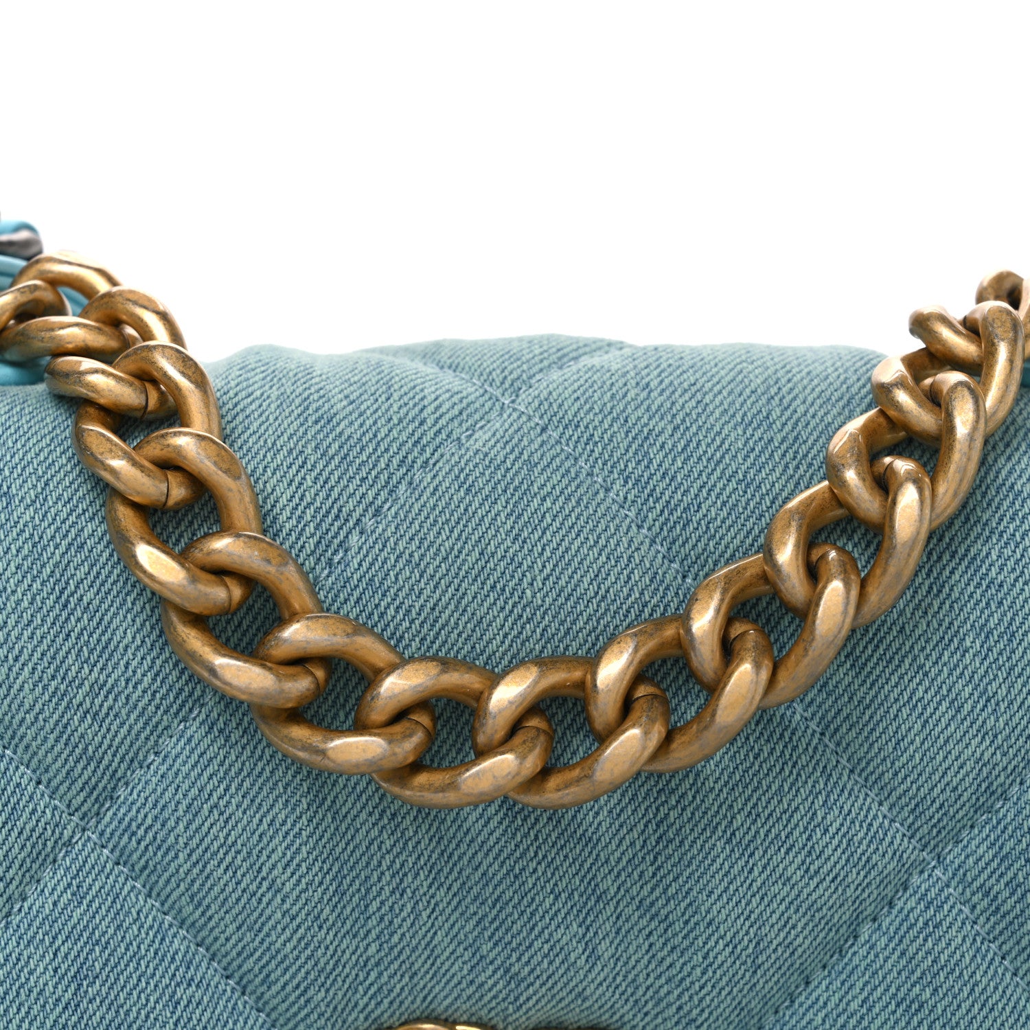 Chanel Denim Quilted Medium Chanel 19 Flap Neon Blue 8 of 10
