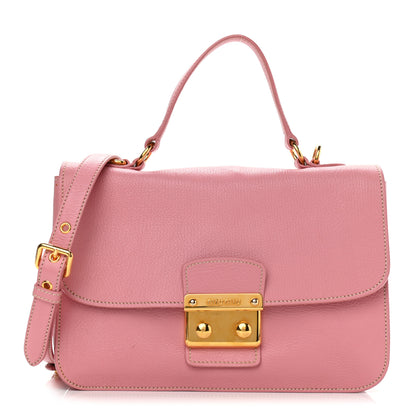 Miu Miu Goatskin Madras Shopping Tote Rosa 1 of 9