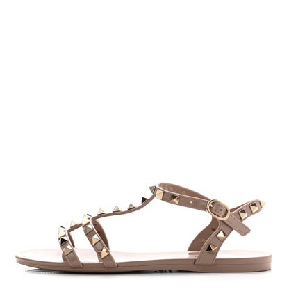 Valentino Garavani PVC Jelly Rockstud Caged Sandals 36 Poudre 1 of 7