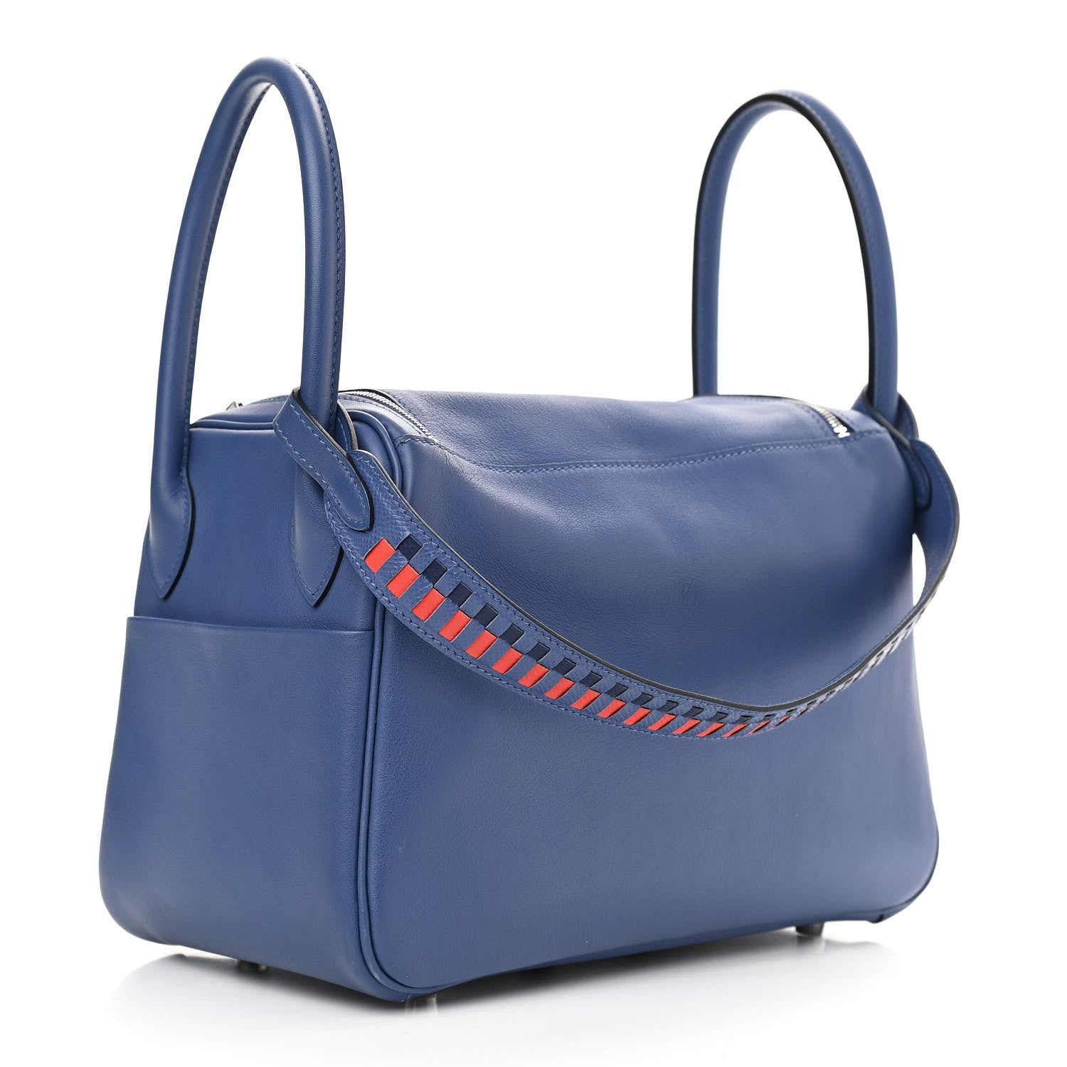Hermes Swift Epsom Lindy 26 Tressage De Cuir Bleu Brighton Capucine Bleu Saphir 3 of 13