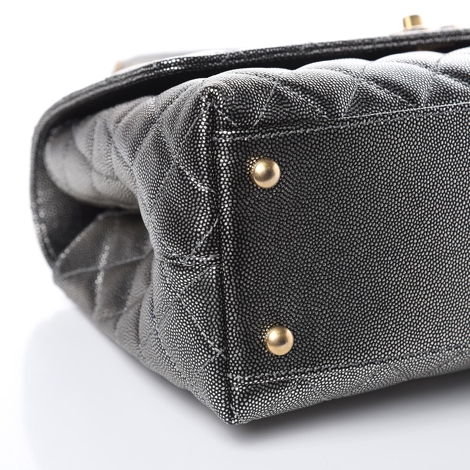 Chanel Metallic Caviar Quilted Small Coco Handle Flap Silver 8 of 10