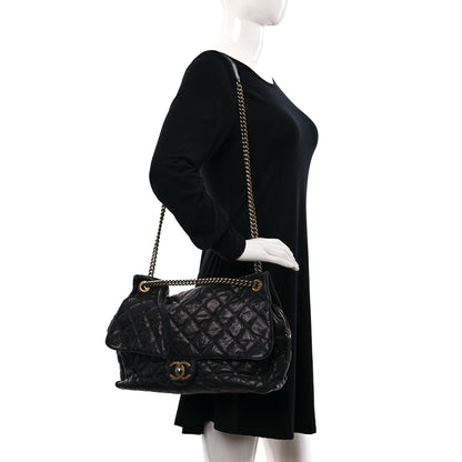 Chanel Crumpled Grained Calfskin Quilted Maxi Shiva Flap Black 2 of 9