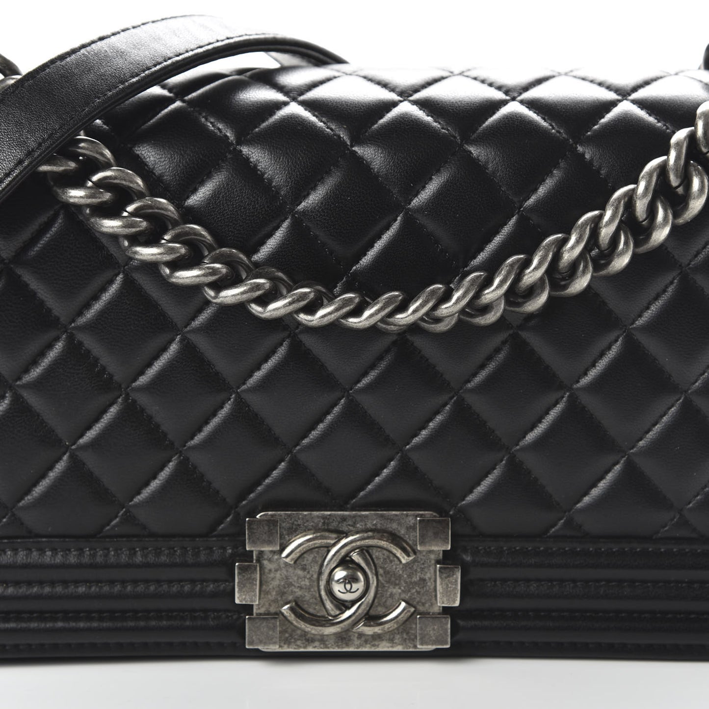 Lambskin Quilted Medium Boy Flap Black