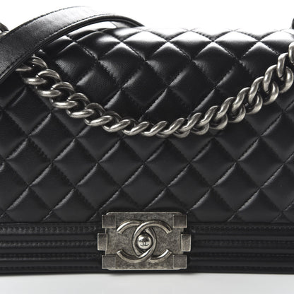 Chanel Lambskin Quilted Medium Boy Flap Black 9 of 10