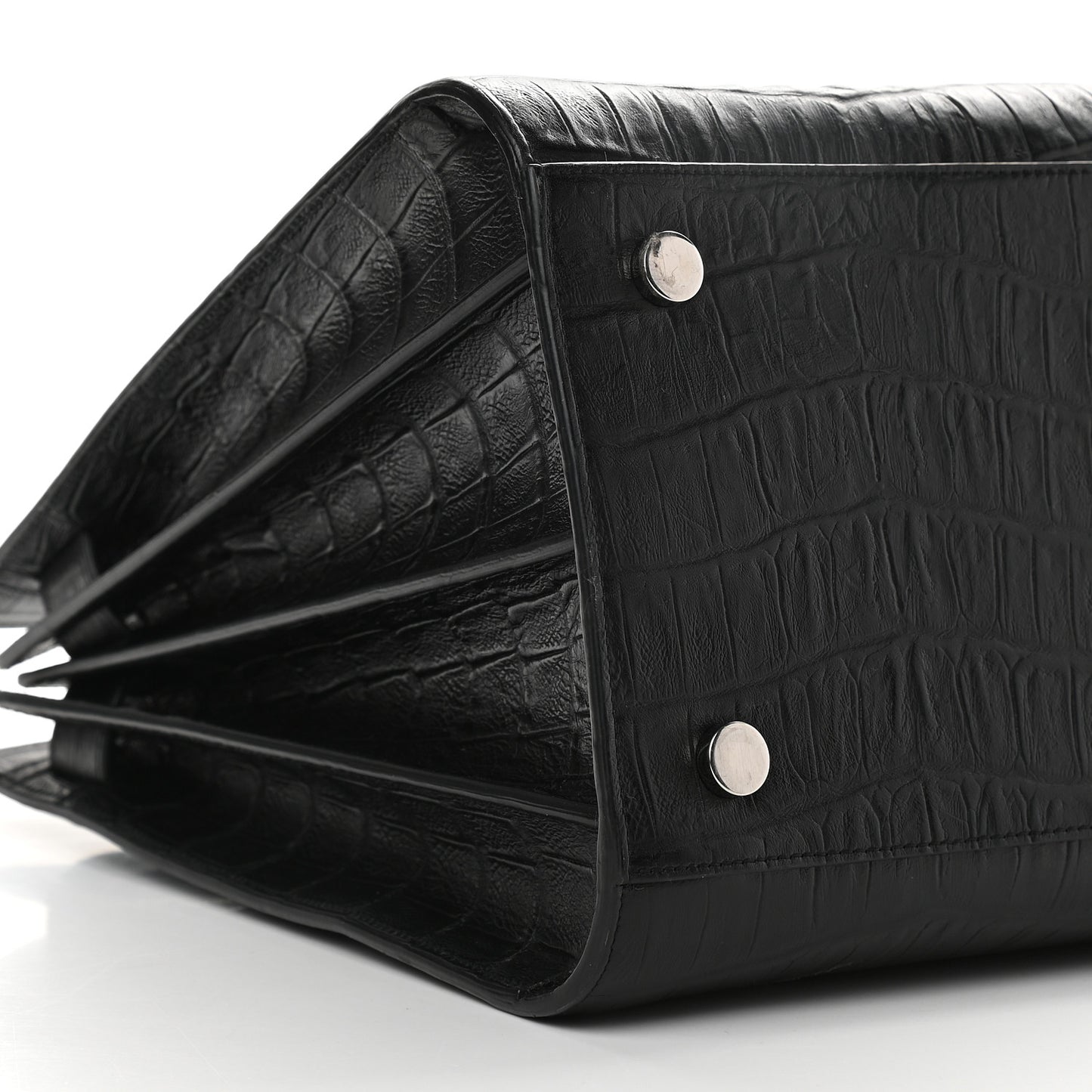 Calfskin Crocodile Embossed Large Sac De Jour Carryall Black
