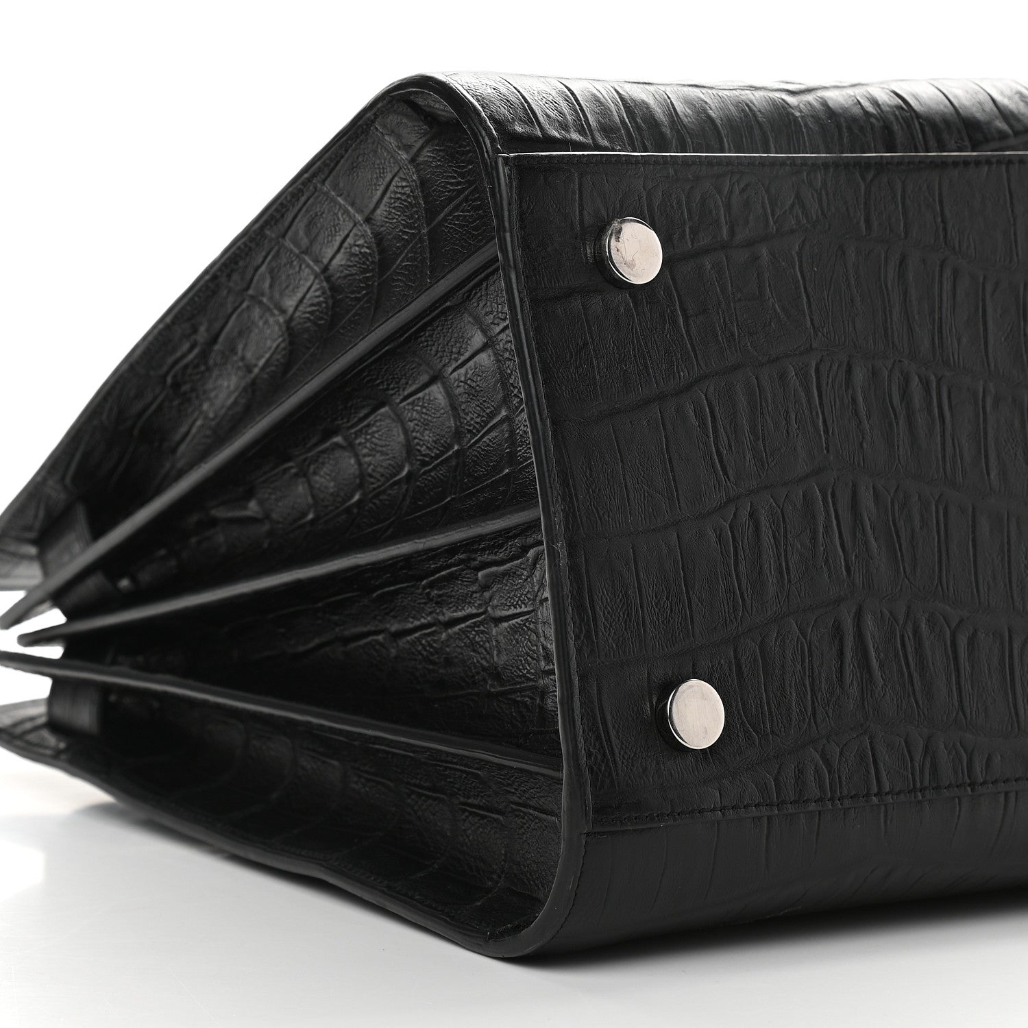 Saint Laurent Calfskin Crocodile Embossed Large Sac De Jour Carryall Black 8 of 9