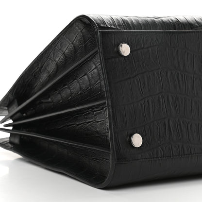 Saint Laurent Calfskin Crocodile Embossed Large Sac De Jour Carryall Black 8 of 9