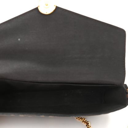 Fendi Vitello Soft F is Fendi Bi-Color FF 1974 Embossed Envelope Wallet on Chain Maya Black 4 of 9