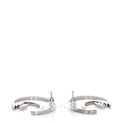 Chanel Strass Crystal CC Moon Earrings Silver 4 of 5