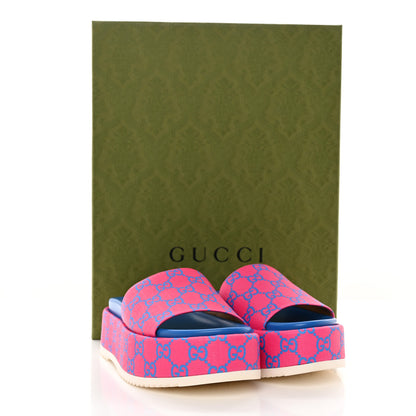 Gucci GG Supreme Joy Monogram Angelina Platform Slide Sandals 35 Fuxia Blue 12 of 12