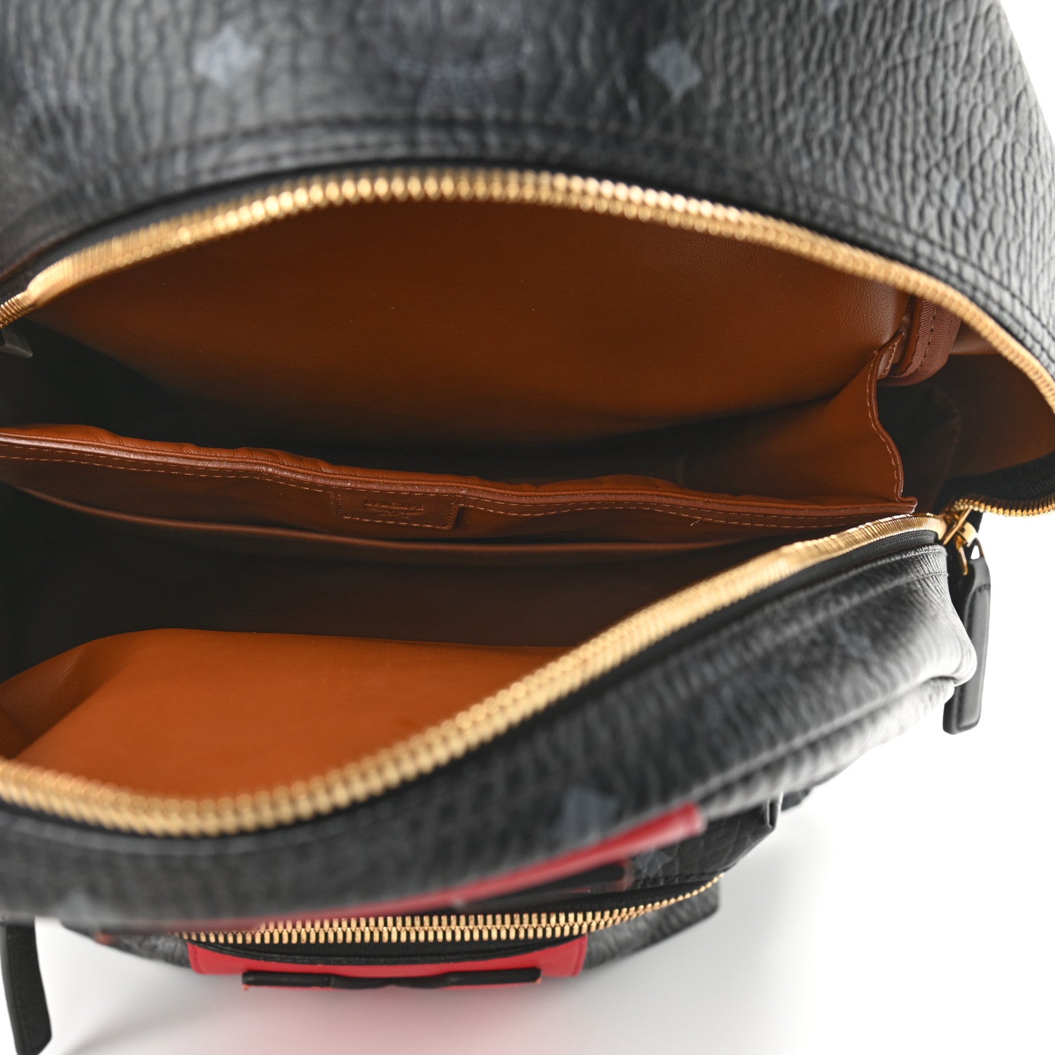 MCM Visetos Medium Stark Logo Stripe Backpack Black Red 4 of 18
